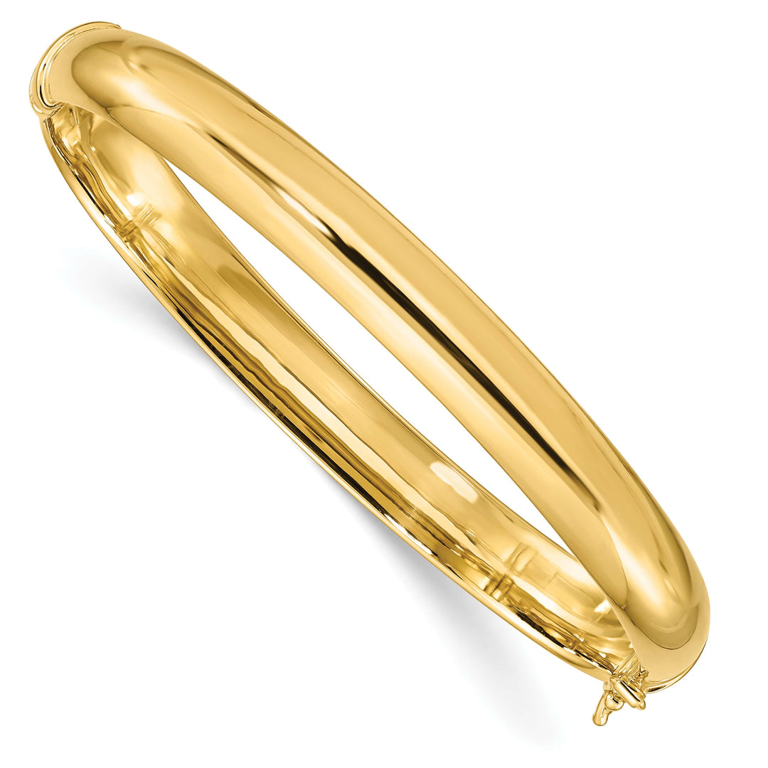 Sterling Silver Gold-plated Polished 8mm Hinged Bangle
