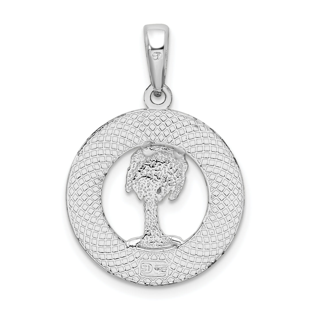 Sterling Silver Hilton Head with Palm Tree Round Pendant
