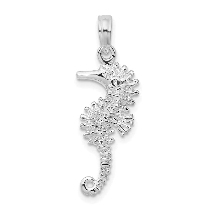 Sterling Silver and Textured 3D Seahorse Pendant