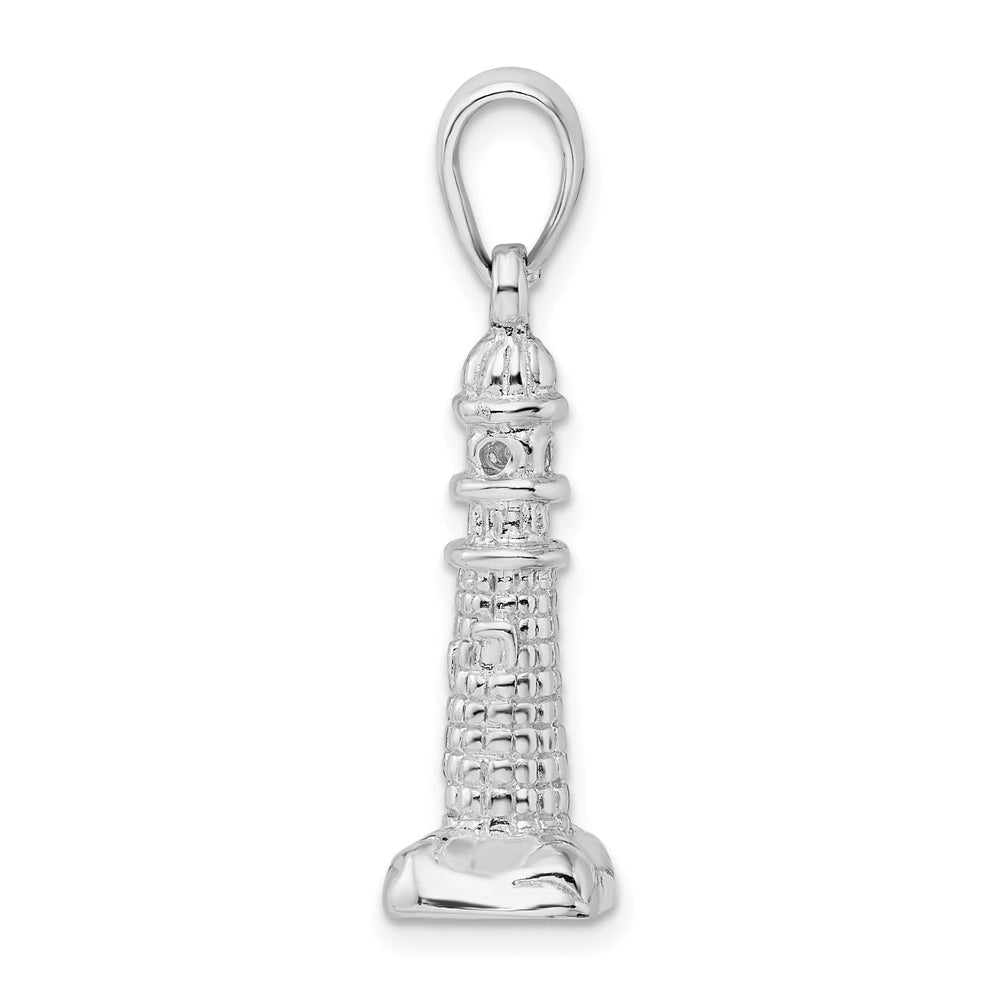 Sterling Silver and Textured 3D Lighthouse Pendant
