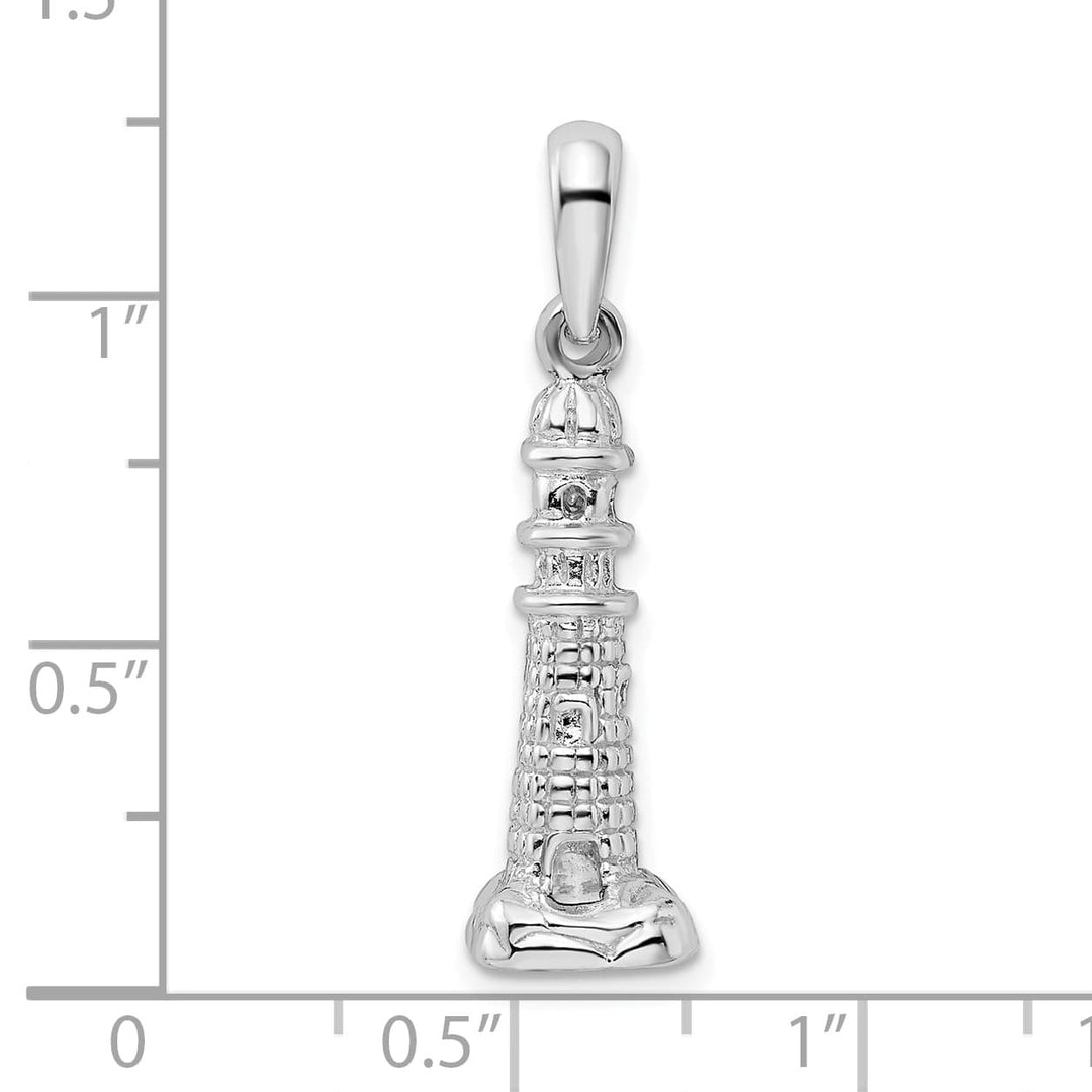Sterling Silver and Textured 3D Lighthouse Pendant