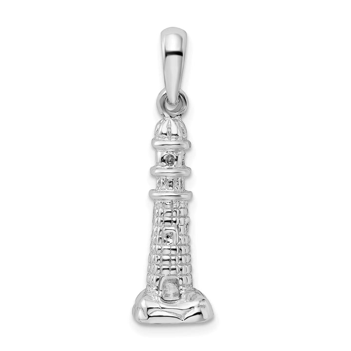 Sterling Silver and Textured 3D Lighthouse Pendant