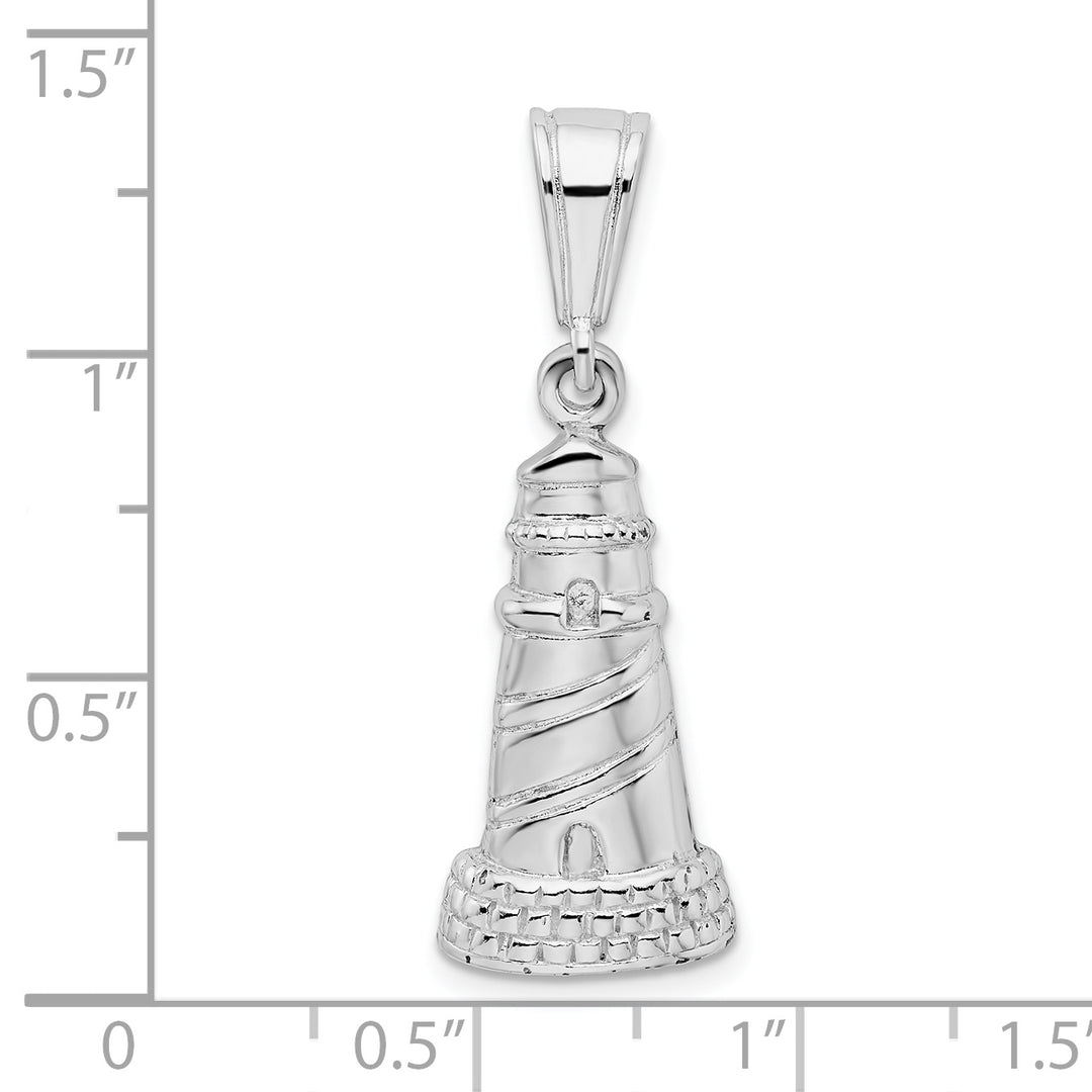 Sterling Silver and Textured Lighthouse Pendant