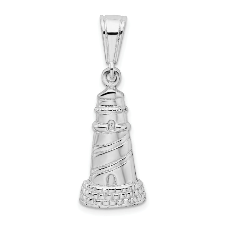 Sterling Silver and Textured Lighthouse Pendant