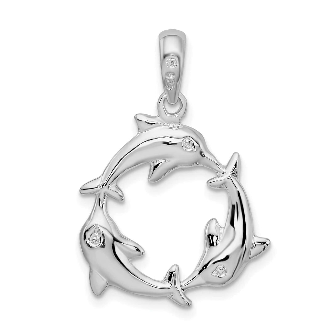 Sterling Silver 3 Dolphin Circle Pendant