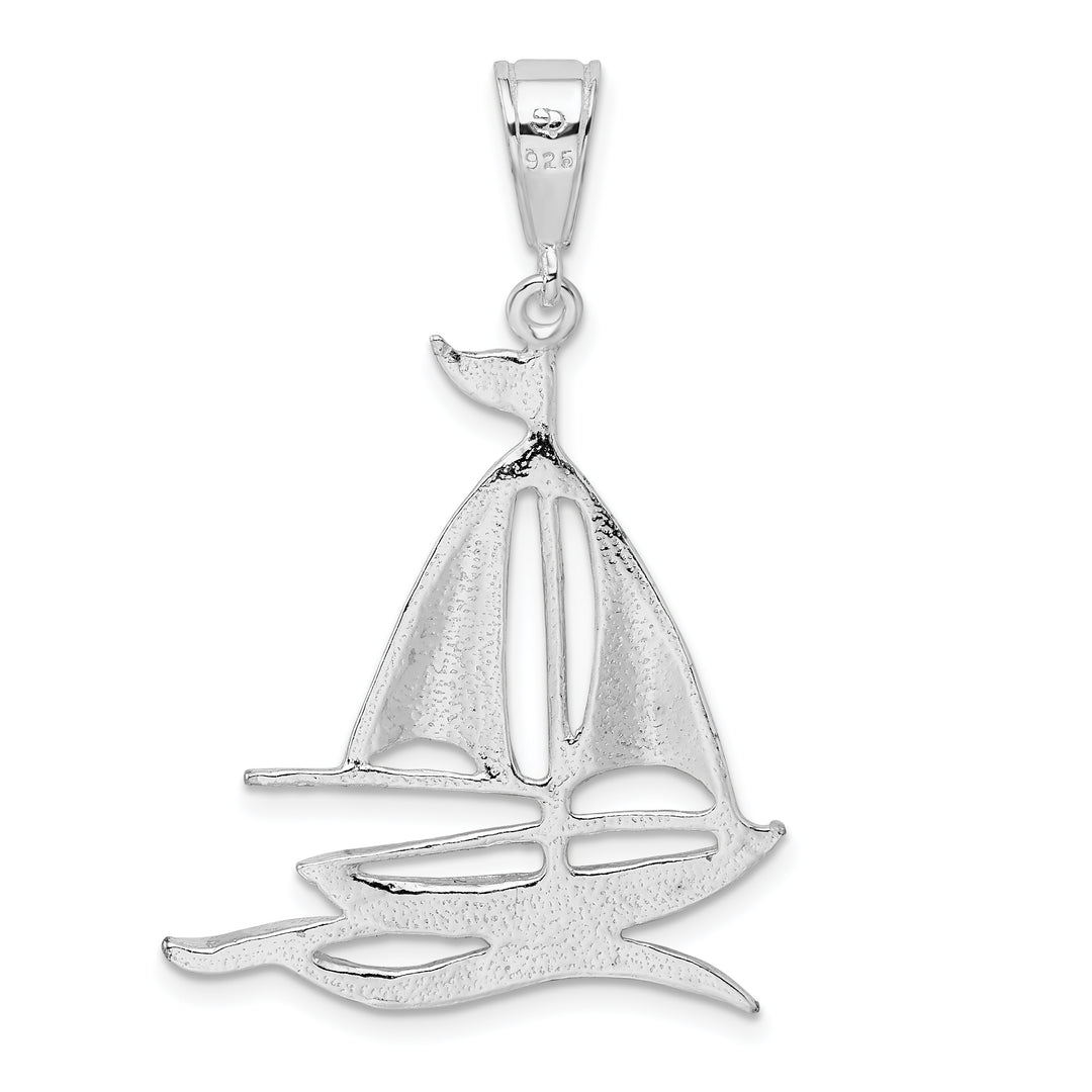 Sterling Silver and Textured Sailboat on Water Pendant