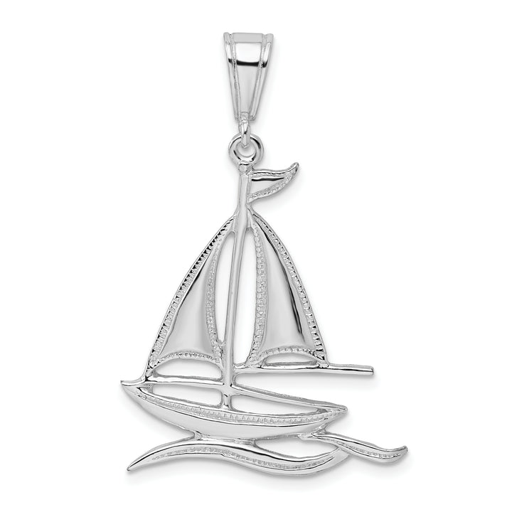 Sterling Silver and Textured Sailboat on Water Pendant