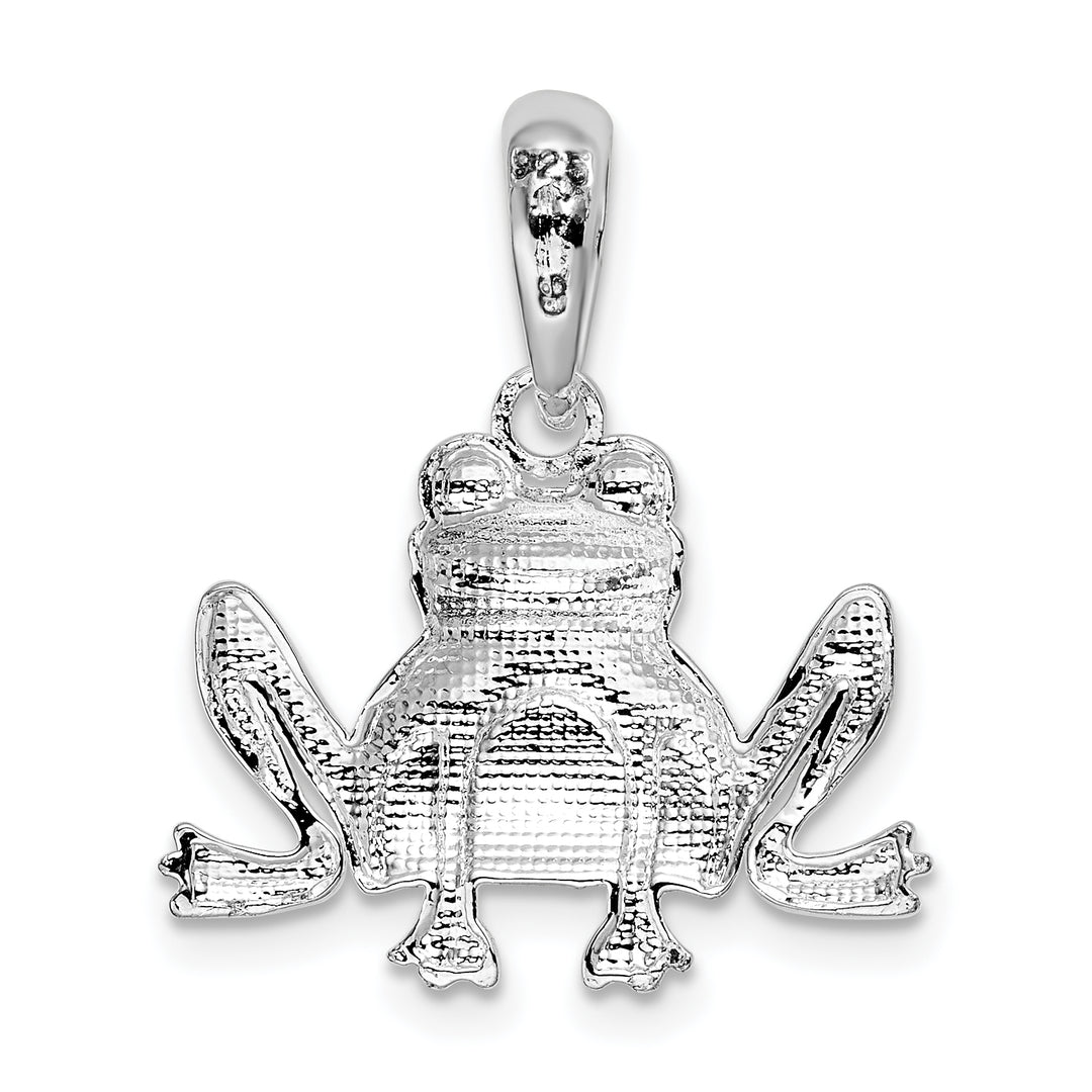 Sterling Silver and Textured Sitting Frog Pendant