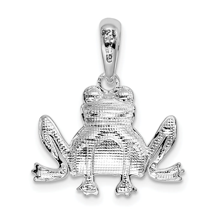 Sterling Silver and Textured Sitting Frog Pendant
