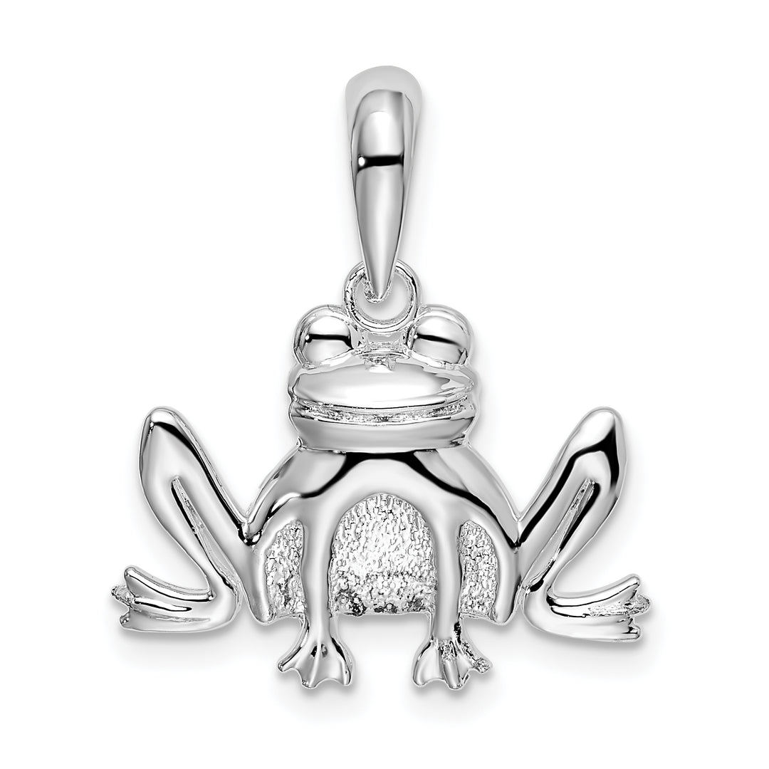 Sterling Silver and Textured Sitting Frog Pendant