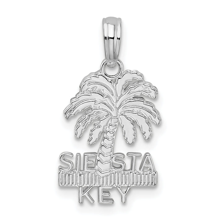 Sterling Silver and Textured Siesta Key Palm Tree Pendant