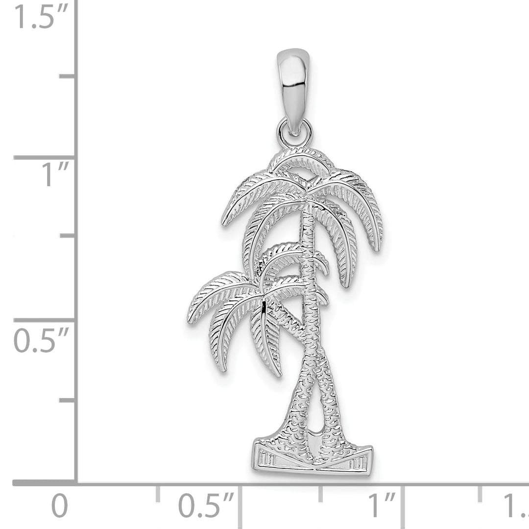 Sterling Silver and Textured Double Palm Tree Pendant