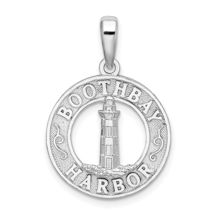 Sterling Silver Booth Bay Lighthouse Circle Pendant