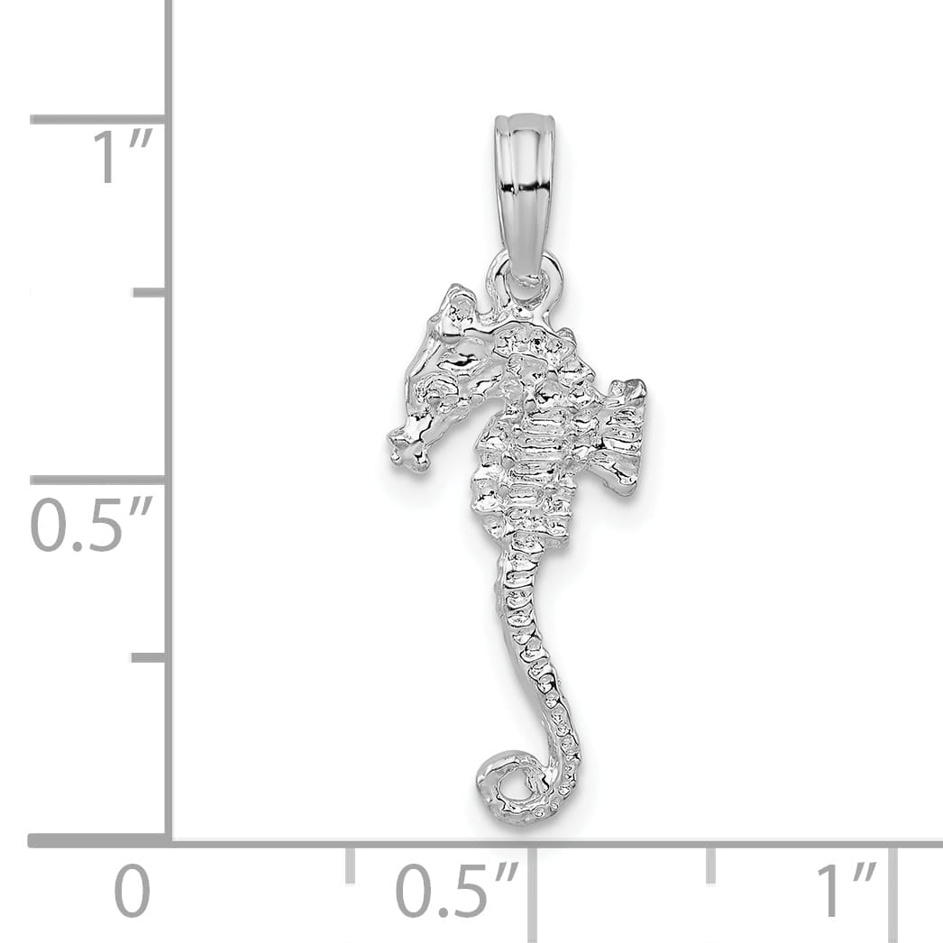 Sterling Silver and Textured 3D Sea Horse Pendant