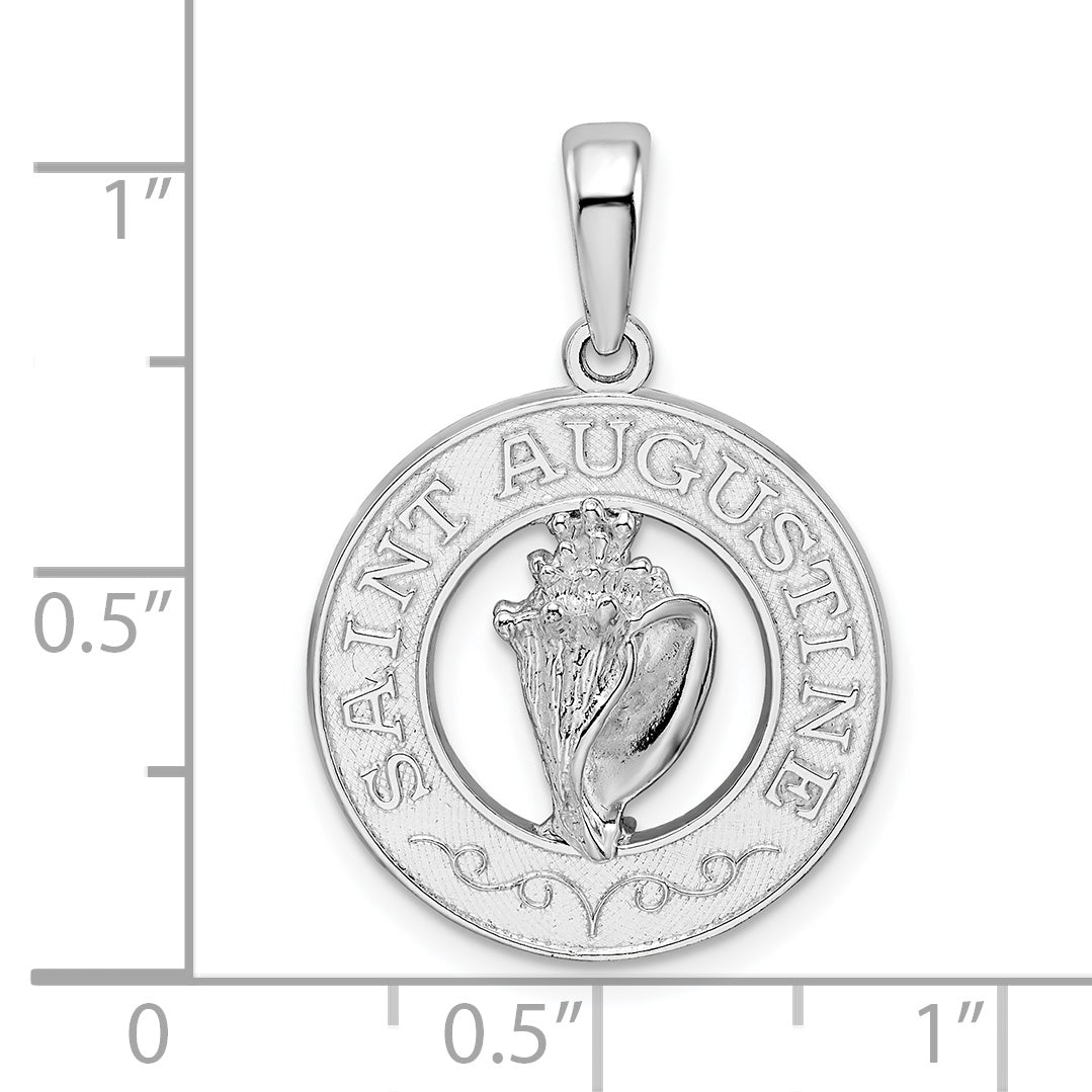 Sterling Silver St. Augustine with Shell Circle Pendant