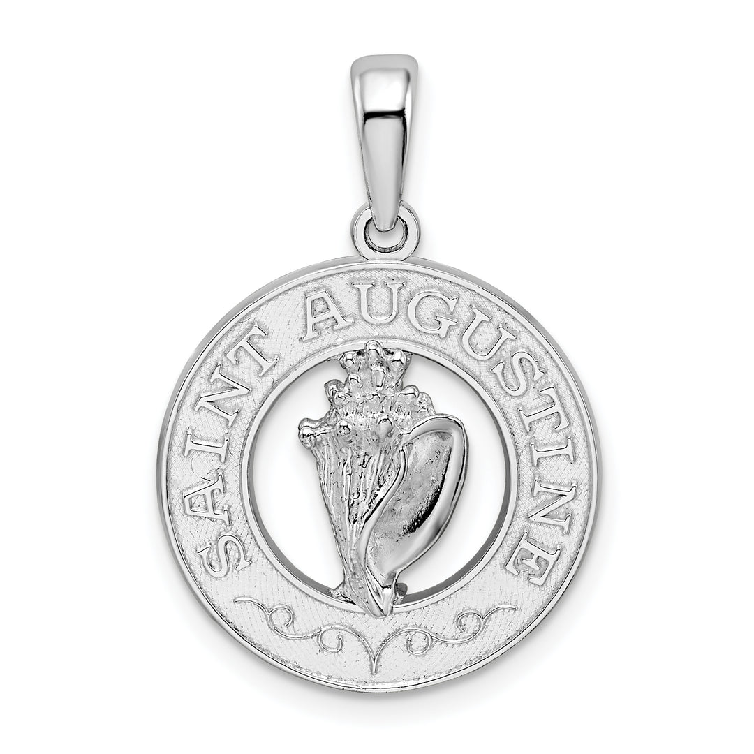 Sterling Silver St. Augustine with Shell Circle Pendant