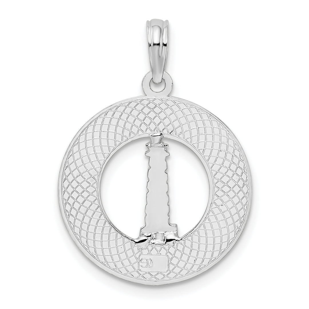 Sterling Silver St. Augustine with Lighthouse Circle Pendant