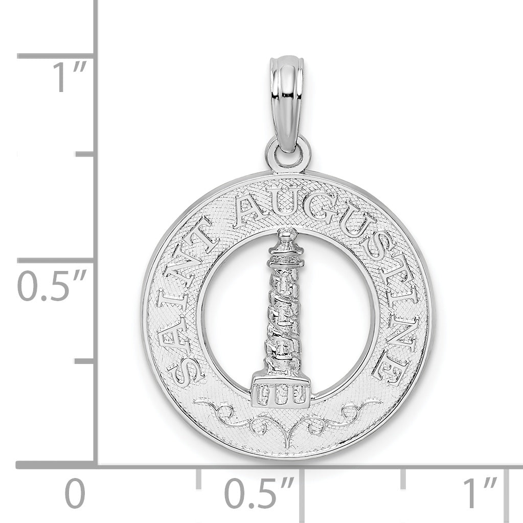 Sterling Silver St. Augustine with Lighthouse Circle Pendant