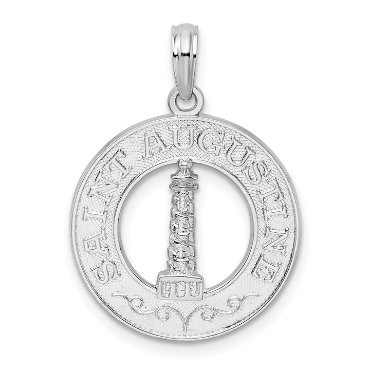 Sterling Silver St. Augustine with Lighthouse Circle Pendant