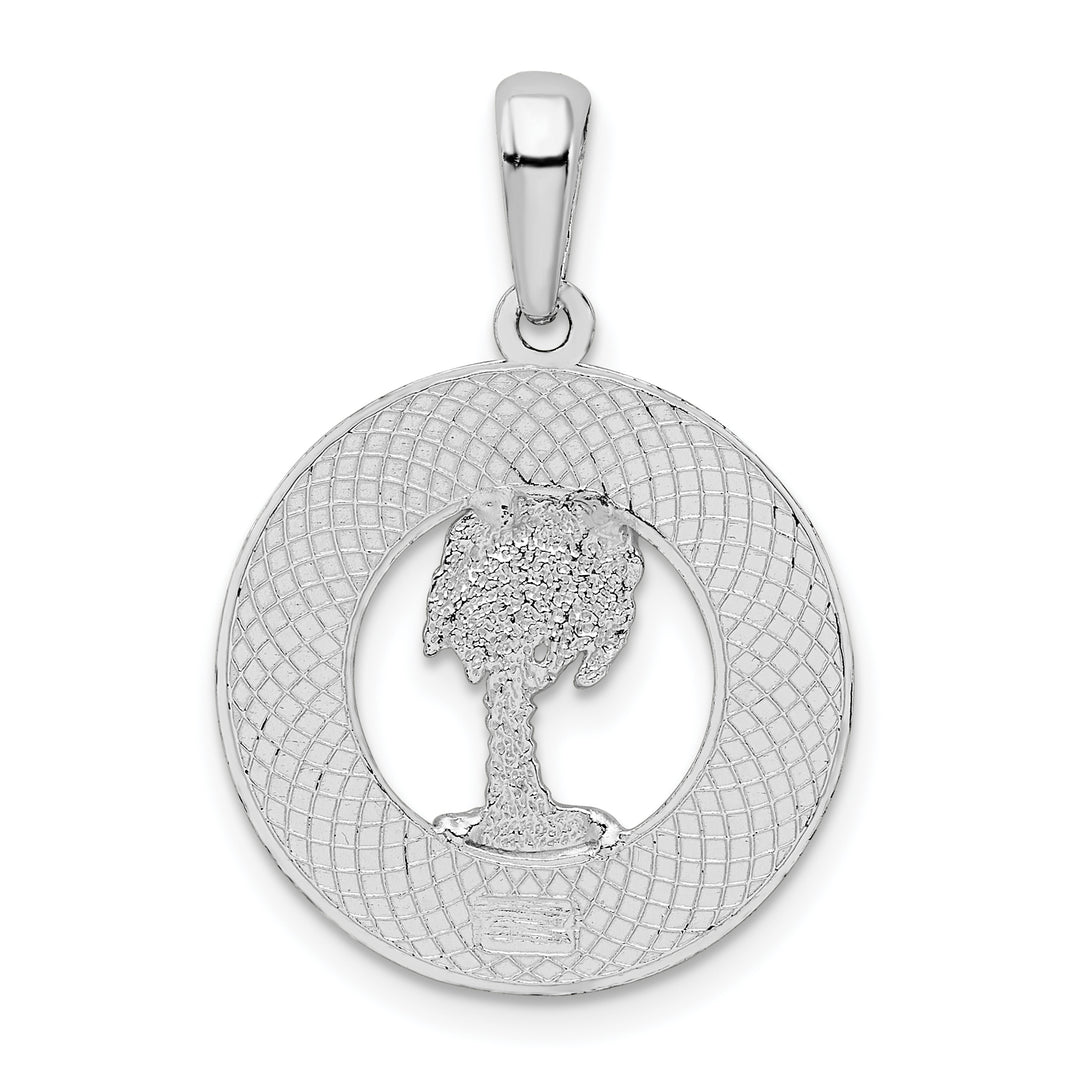 Sterling Silver St. Augustine with Palm Tree Circle Pendant