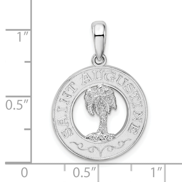 Sterling Silver St. Augustine with Palm Tree Circle Pendant