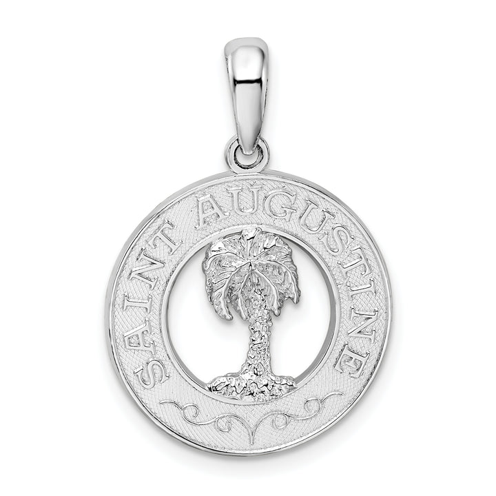 Sterling Silver St. Augustine with Palm Tree Circle Pendant