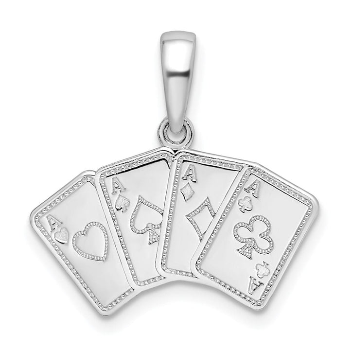 Lovely Rita's Pendants & Charms Sterling Silver Polished 4 Aces Good Luck Playing Cards Pendant