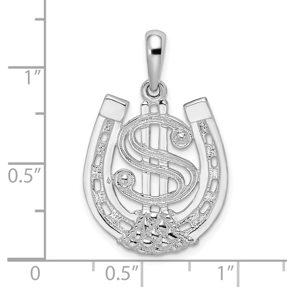 Lovely Rita's Pendants & Charms Sterling Silver Polished Dollar Sign in Horseshoe Pendant