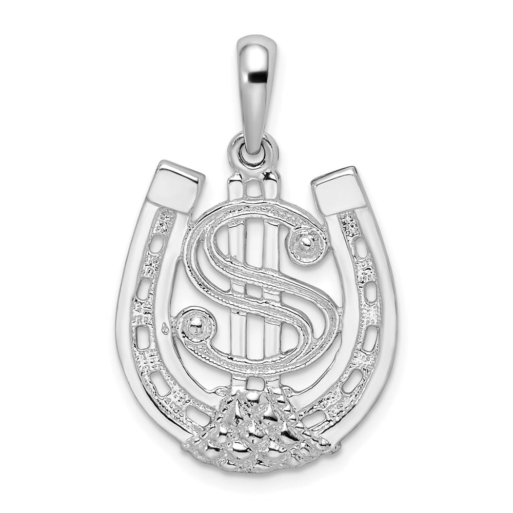 Lovely Rita's Pendants & Charms Sterling Silver Polished Dollar Sign in Horseshoe Pendant