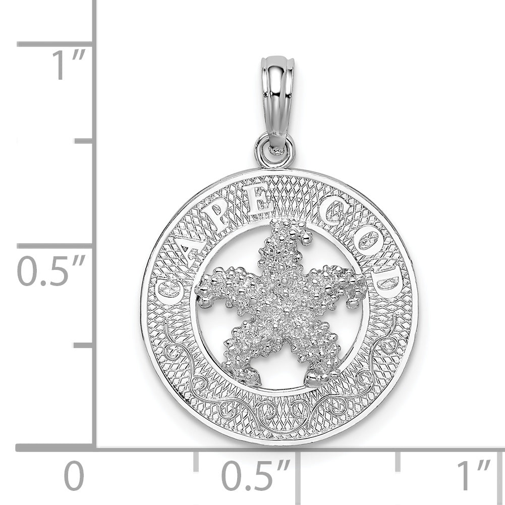 Sterling Silver Cape Cod with Starfish Circle Pendant