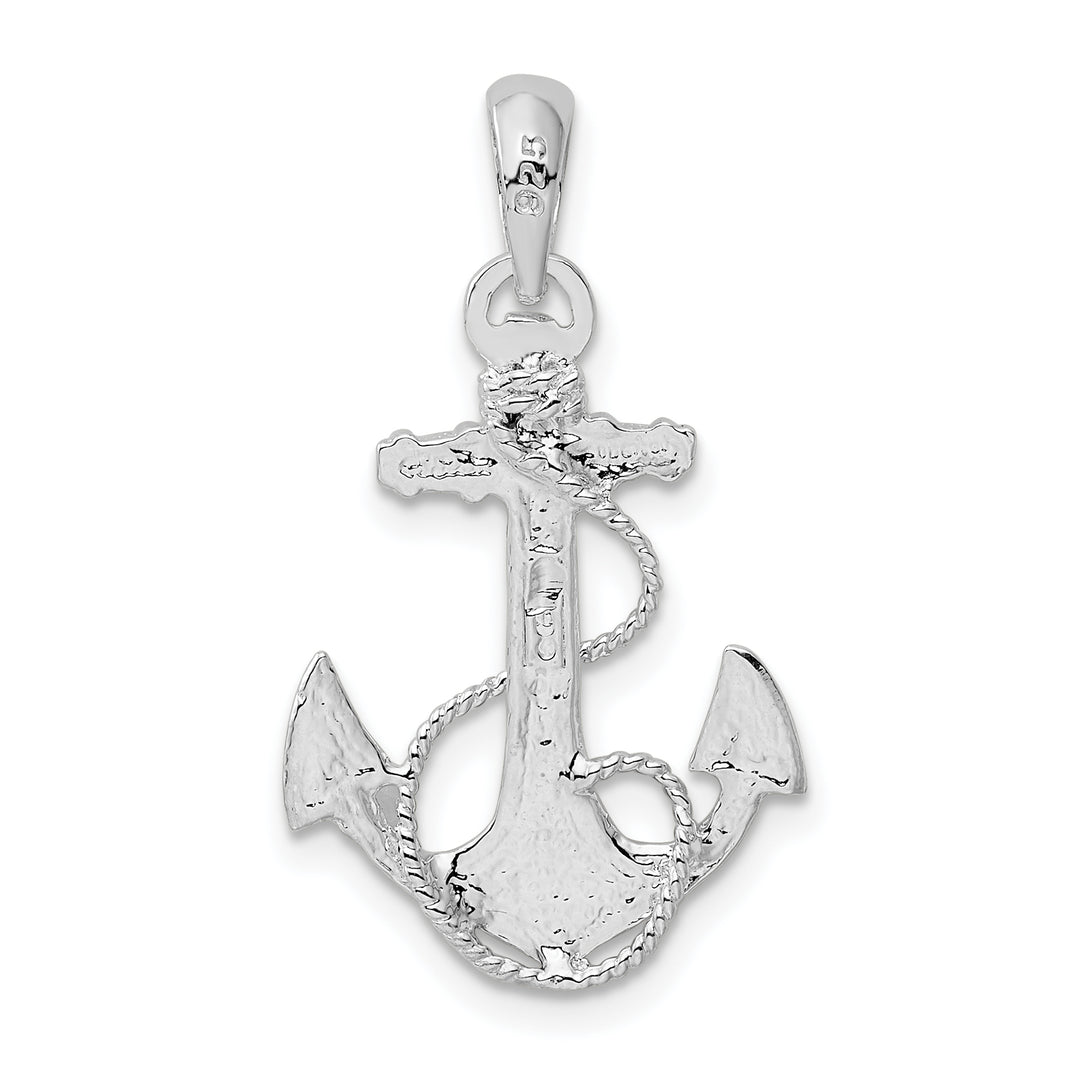 Sterling Silver and Textured Anchor with Rope Pendant