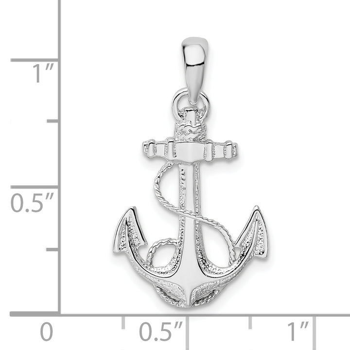 Sterling Silver and Textured Anchor with Rope Pendant