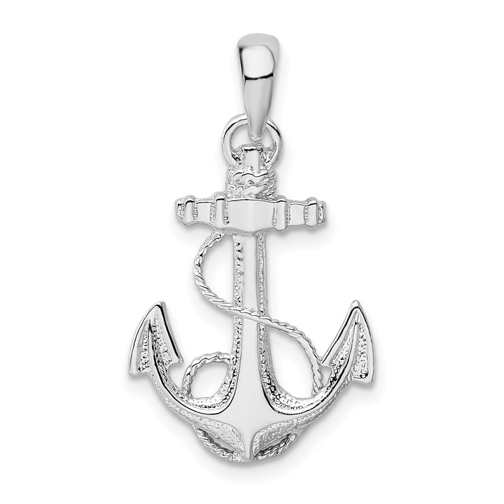 Sterling Silver and Textured Anchor with Rope Pendant