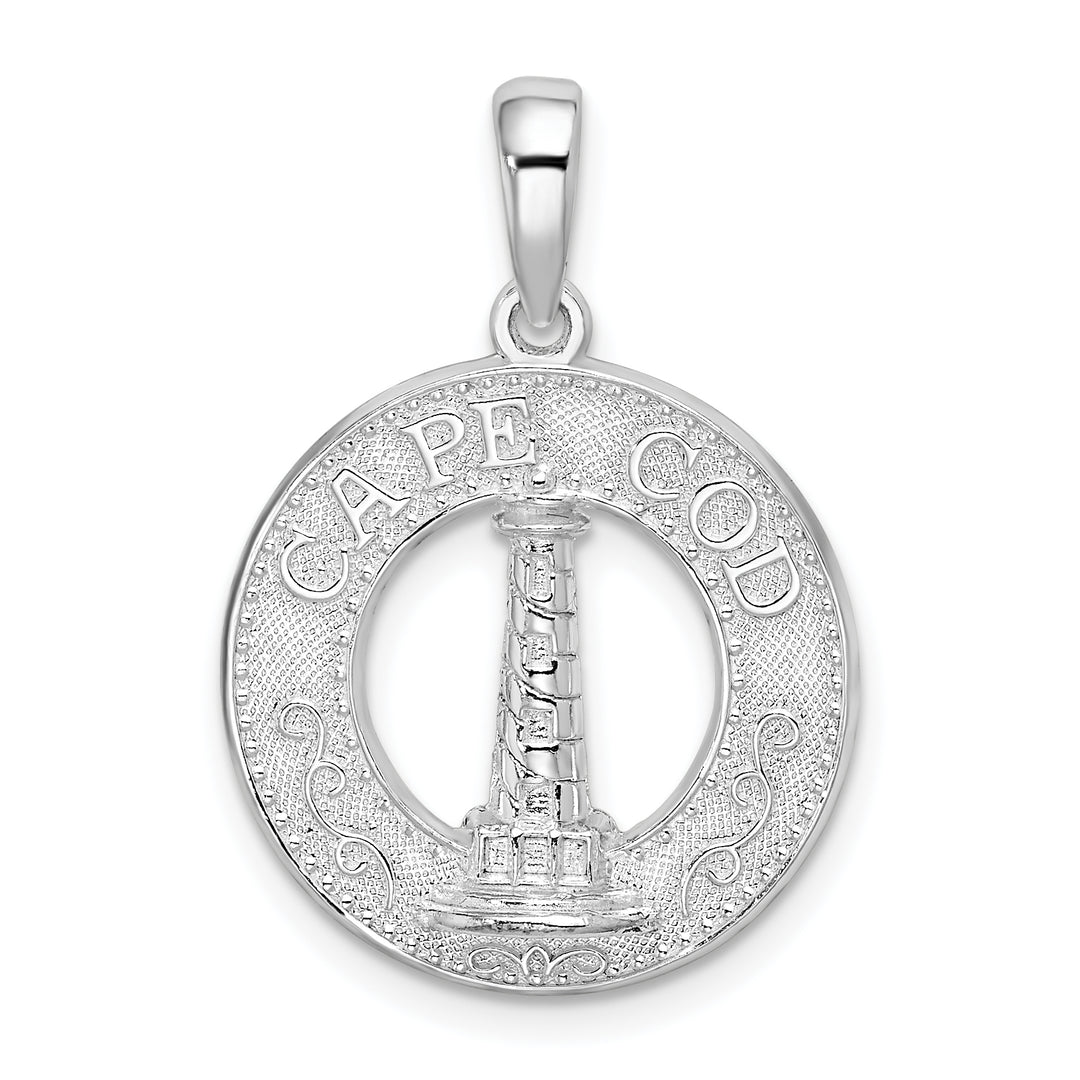 Sterling Silver Cape Cod with Lighthouse Circle Pendant