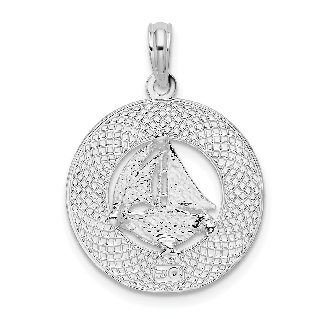 Sterling Silver Newport Rhode Island with Sailboat Circle Pendant