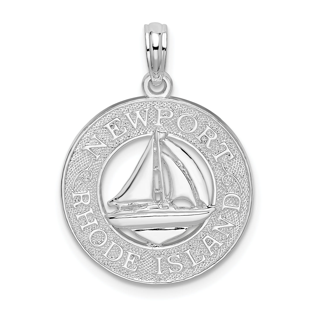 Sterling Silver Newport Rhode Island with Sailboat Circle Pendant