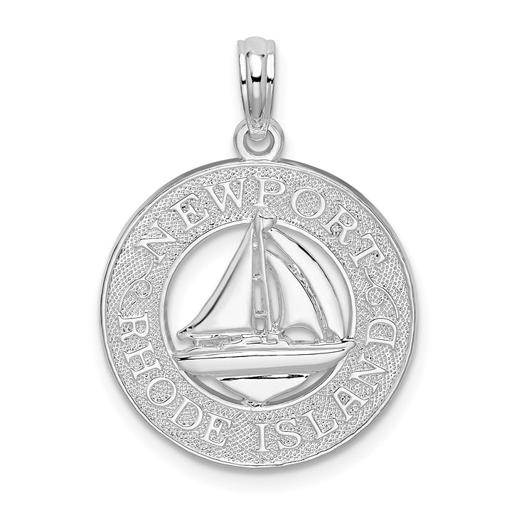 Sterling Silver Newport Rhode Island with Sailboat Circle Pendant