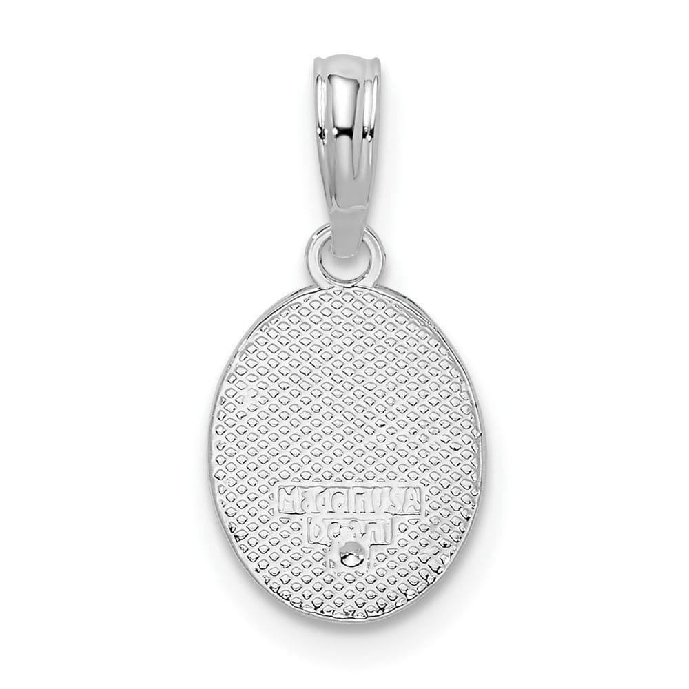 Lovely Rita's Pendants & Charms Sterling Silver Polished and Textured Fleur de Lis Small Oval Pendant