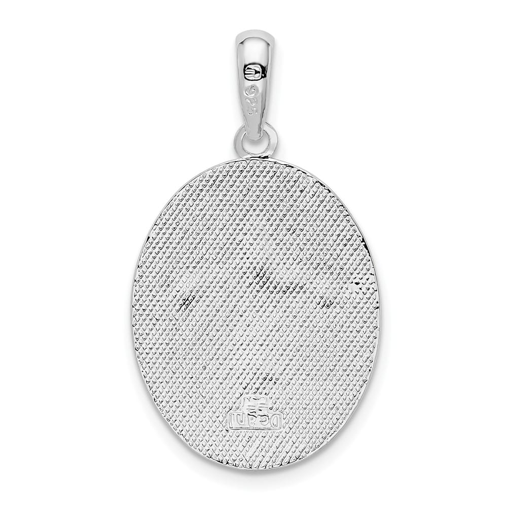 Lovely Rita's Pendants & Charms Sterling Silver 17mm Polished and Textured Fleur de Lis Oval Pendant