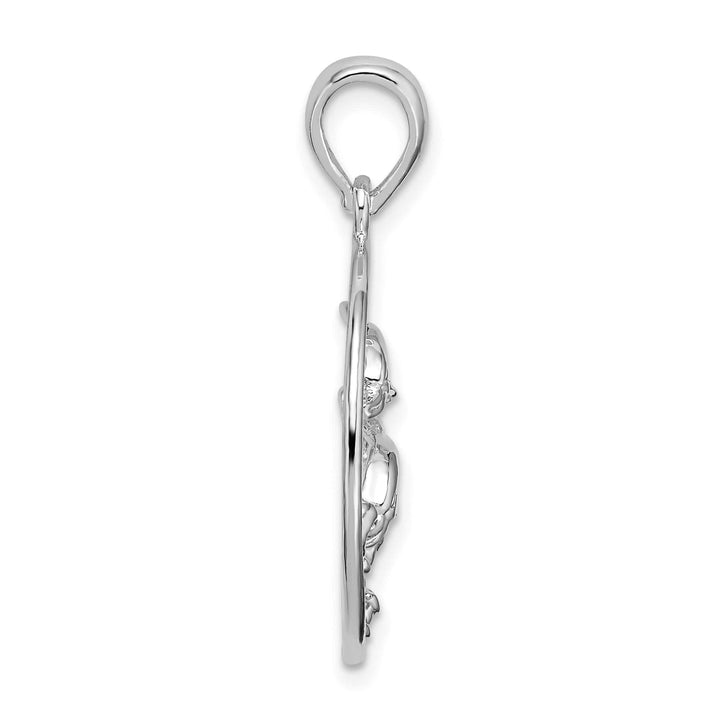 Sterling Silver Dolphins Swimming Oval Pendant