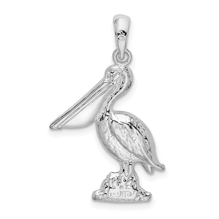 Sterling Silver Large 3D Standing Pelican Pendant