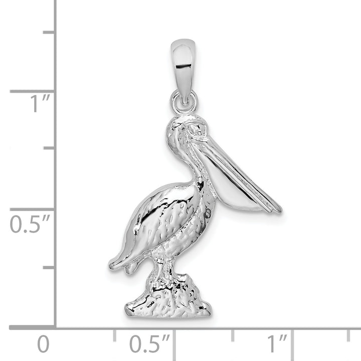 Sterling Silver Large 3D Standing Pelican Pendant
