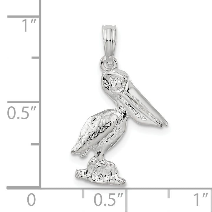 Sterling Silver Small 3D Standing Moveable Mouth Pelican Pendant