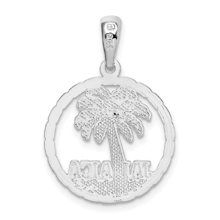 Sterling Silver Jamaica with Palm Tree Cut-Out Disc Pendant