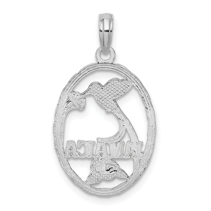 Sterling Silver Jamaica Oval Bird and Flower Pendant