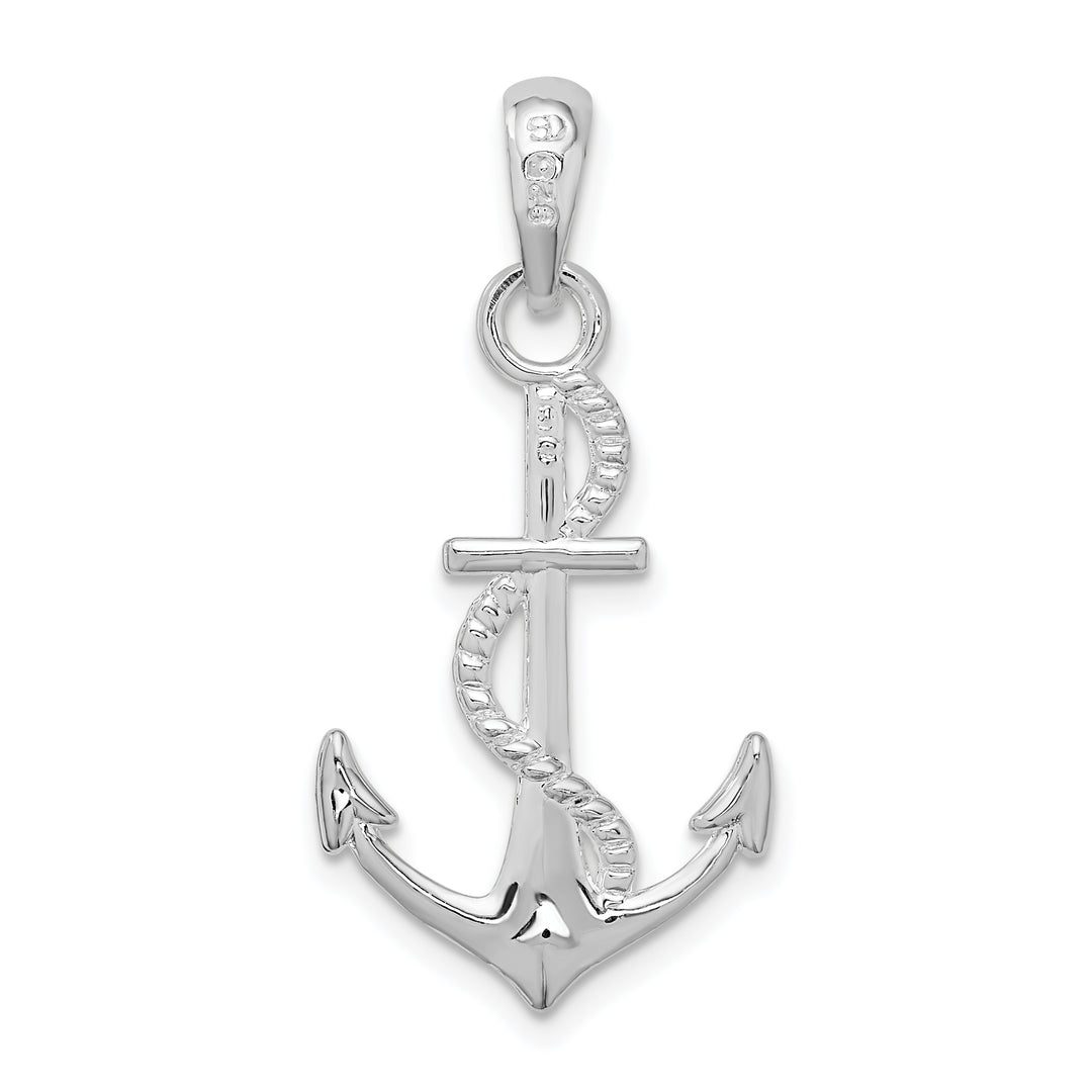 Sterling Silver 3D Anchor and Rope Pendant