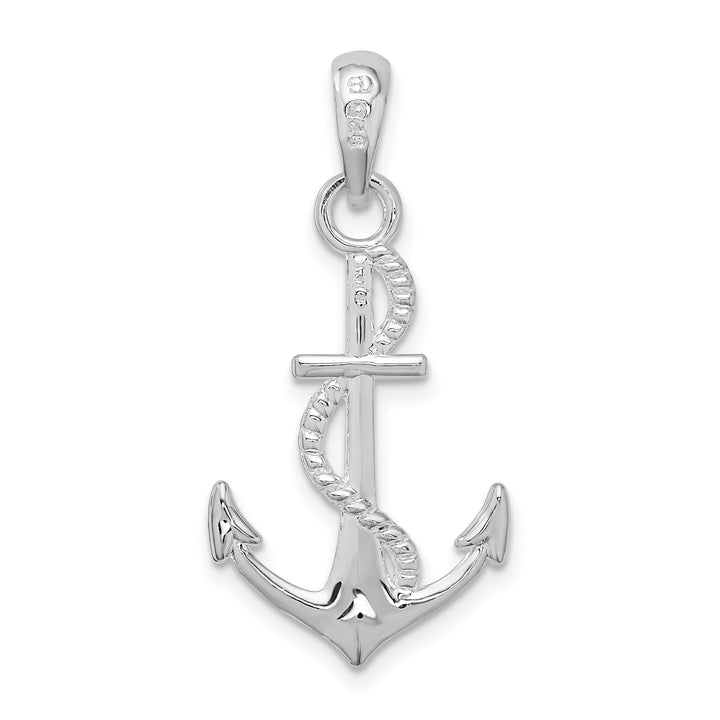 Sterling Silver 3D Anchor and Rope Pendant