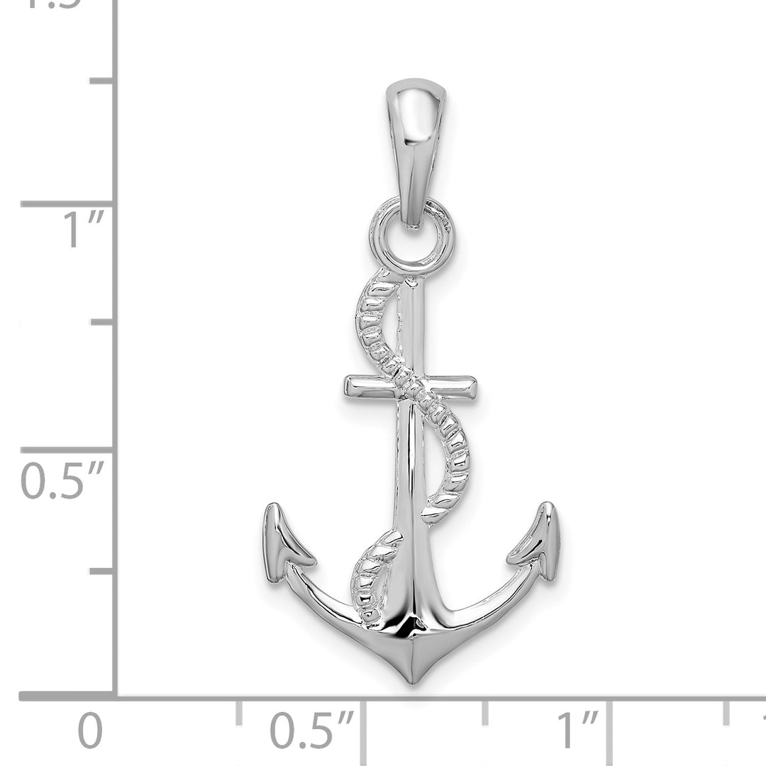 Sterling Silver 3D Anchor and Rope Pendant