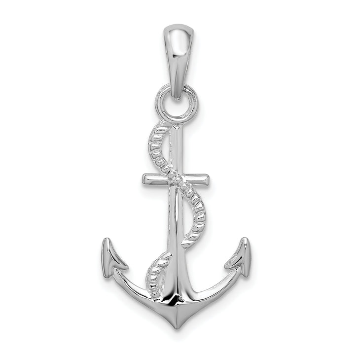 Sterling Silver 3D Anchor and Rope Pendant