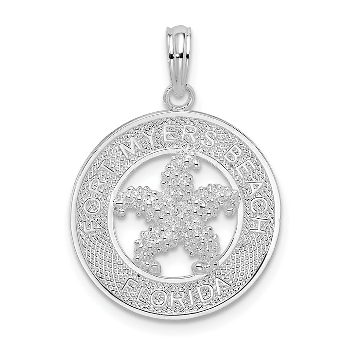 Sterling Silver Fort Myers Beach Florida Circle with Starfish Pendant